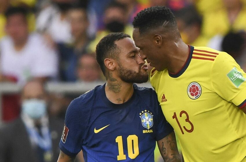  ¿Un beso? Cruce entre Neymar y Yerry Mina se volvió viral en redes sociales
