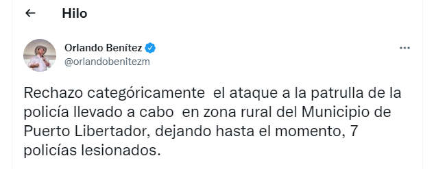 Gobernador de Córdoba rechazó ataque a la Policía en Puerto Libertador