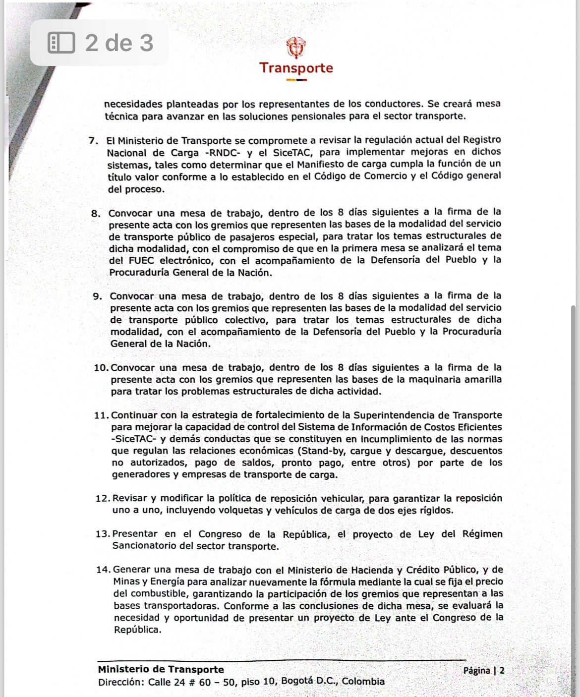 Se levanta paro camionero: acuerdo incrementa 0 en ACPM